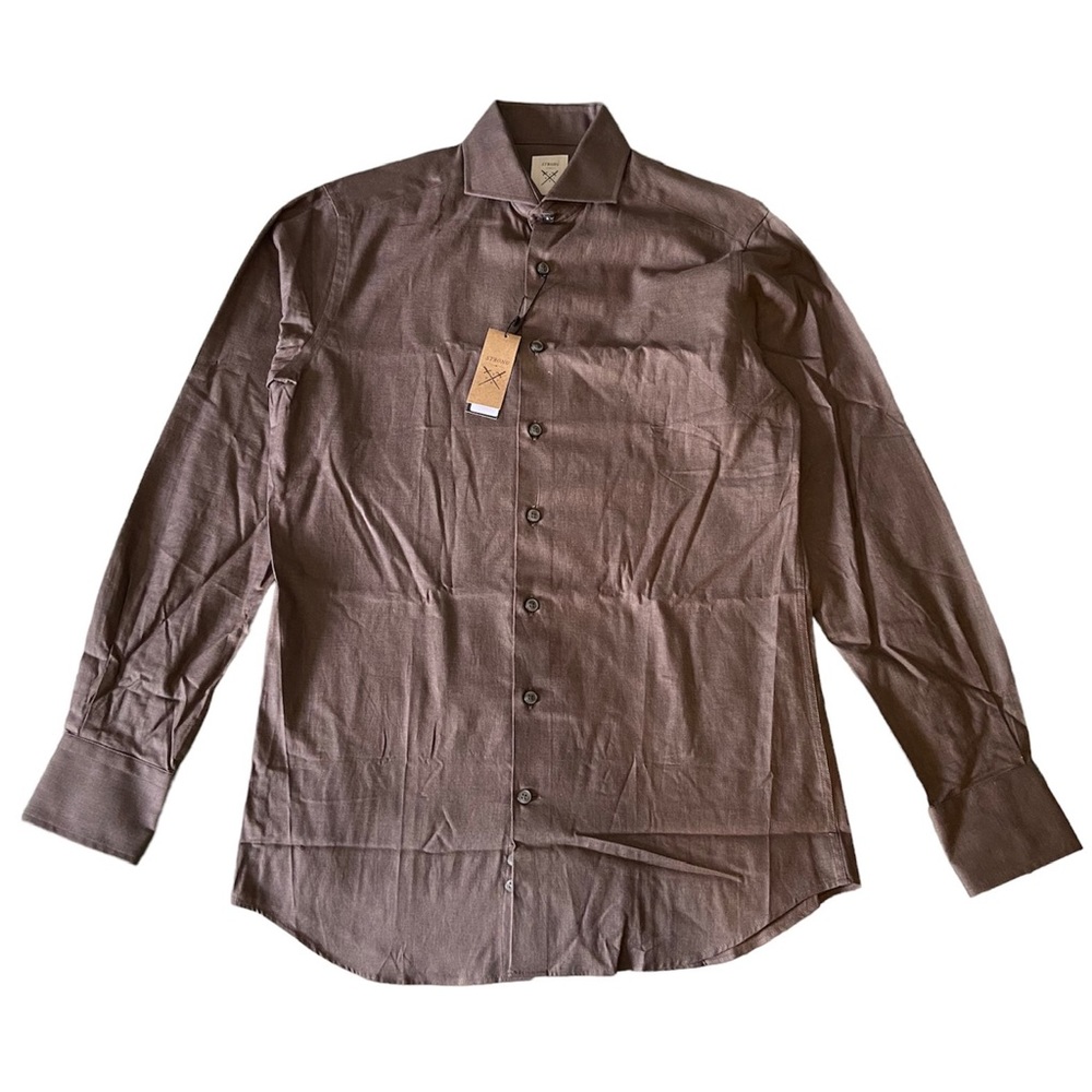 Strong Suit Brown Heather Button Up Shirt Size 14.5r